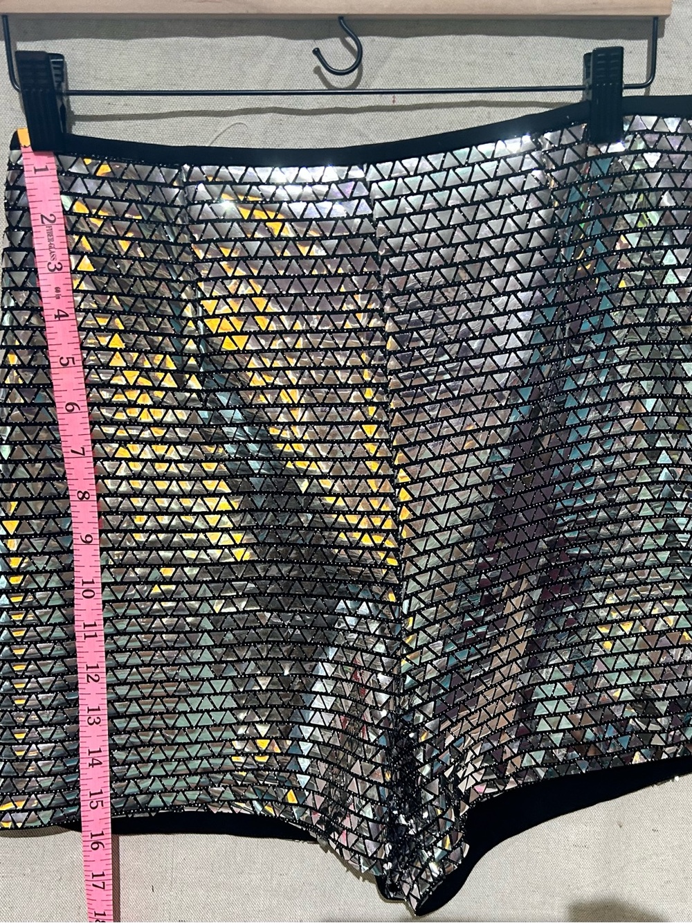Zara Metallic Sequin Women's Shorts - Iridescent Silver - Picture 3 of 4